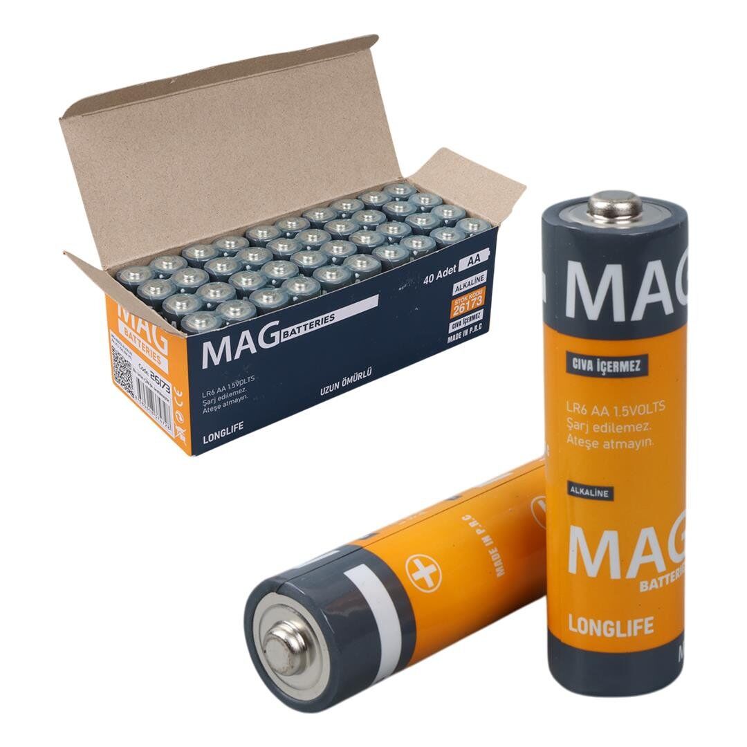Mag Batteries MG-26173 Alkalin AA 40'Lı Paket Kalem Pil