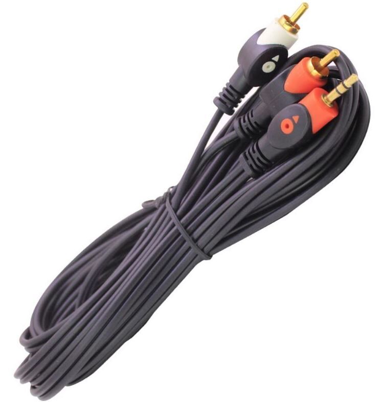 Elektromer 2RCA - 3.5mm Stereo Kablo 10 Metre