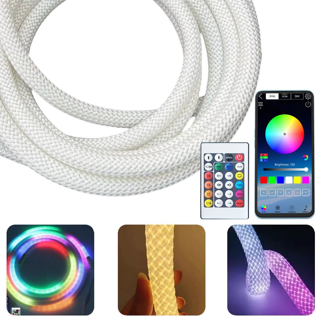 PowerMaster Animasyonlu Bluetooth Neon RGB Kumaş Örgülü Led