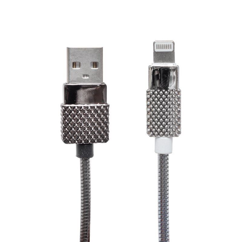 Powermaster Metal Yaylı 3 Amper Lightning USB Şarj ve Data Kablosu