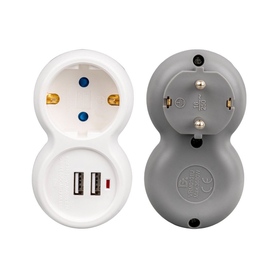 Vea VRM0101U 250V 16A Tekli Çift USB'li Priz