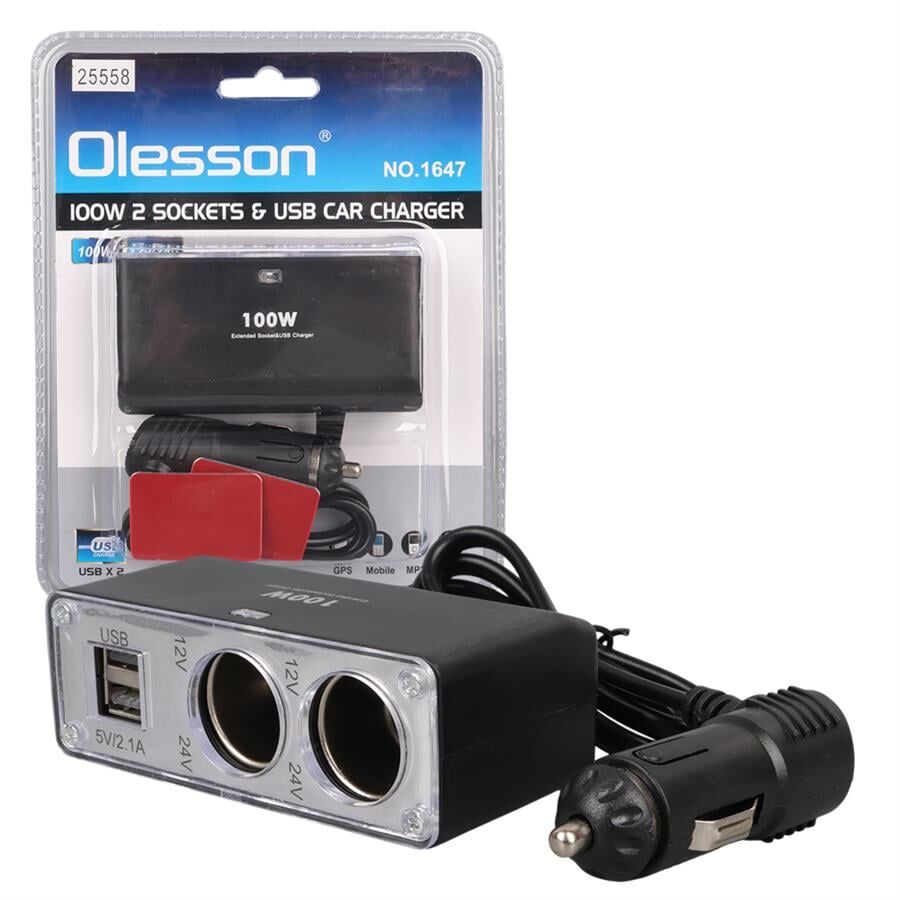 Olesson 1647 12-24V 100 Watt 2'Li Araç Çakmak Çoklayıcı