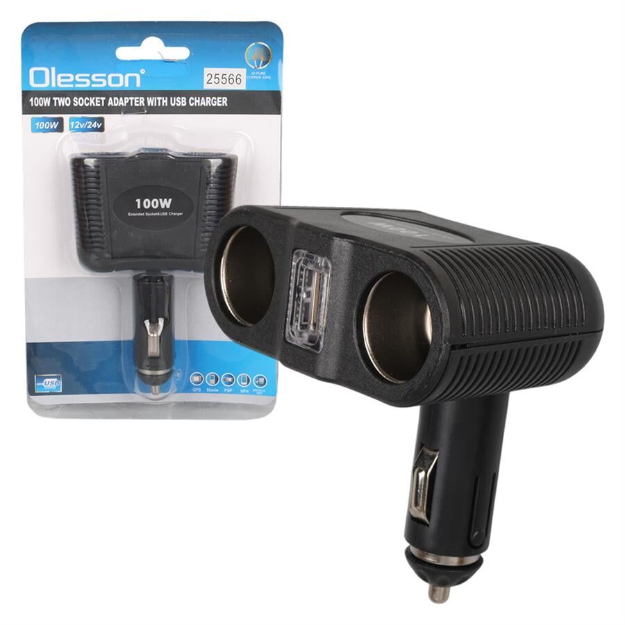 Olesson 1646 12-24V 100 Watt 2'Li Araç Çakmak Çoklayıcı