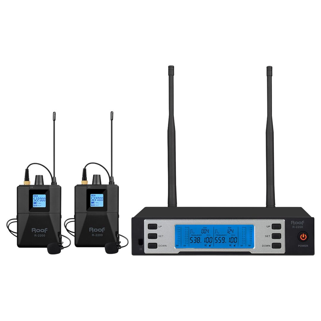 Roof R-2200 UHF 2 Yaka Kablosuz Telsiz Mikrofon Seti