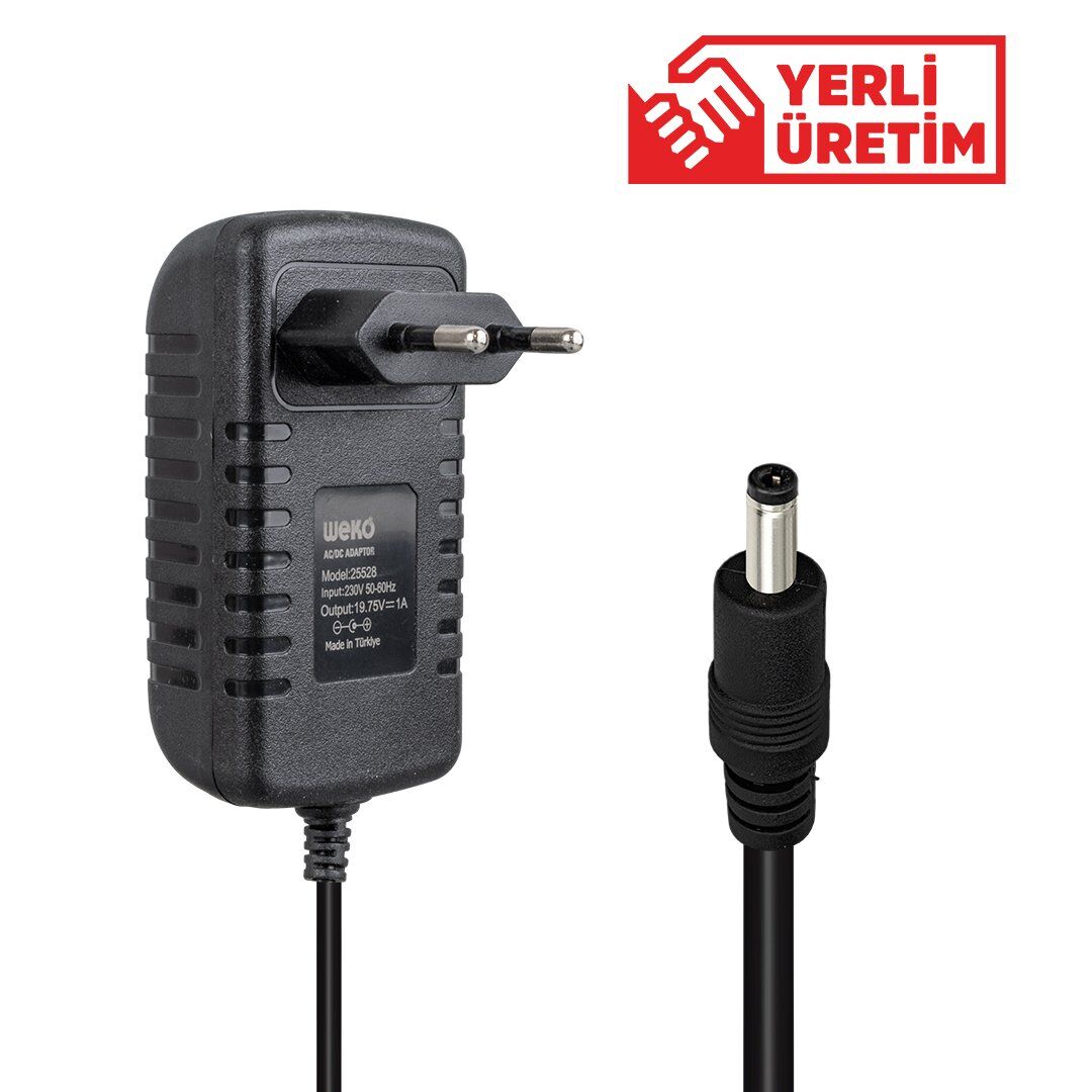 Weko 19 Volt - 1 Amper 4.0*1.35 Uçlu Yerli Üretim Plastik Kasa Laptop Adaptörü