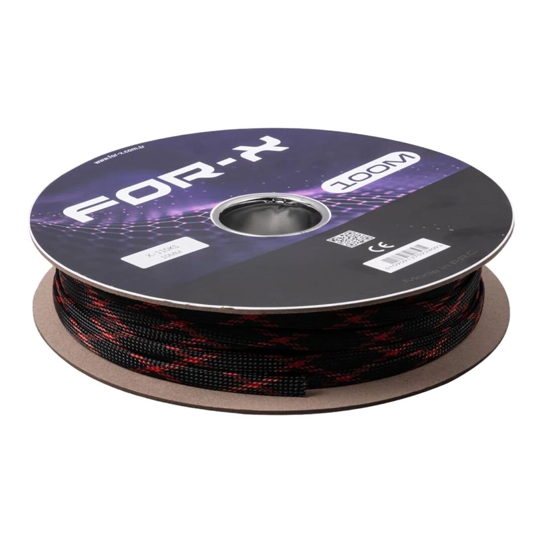 For-X X-110KS Kırmızı-Siyah 10mm 100 Metre Kablo Çorabı