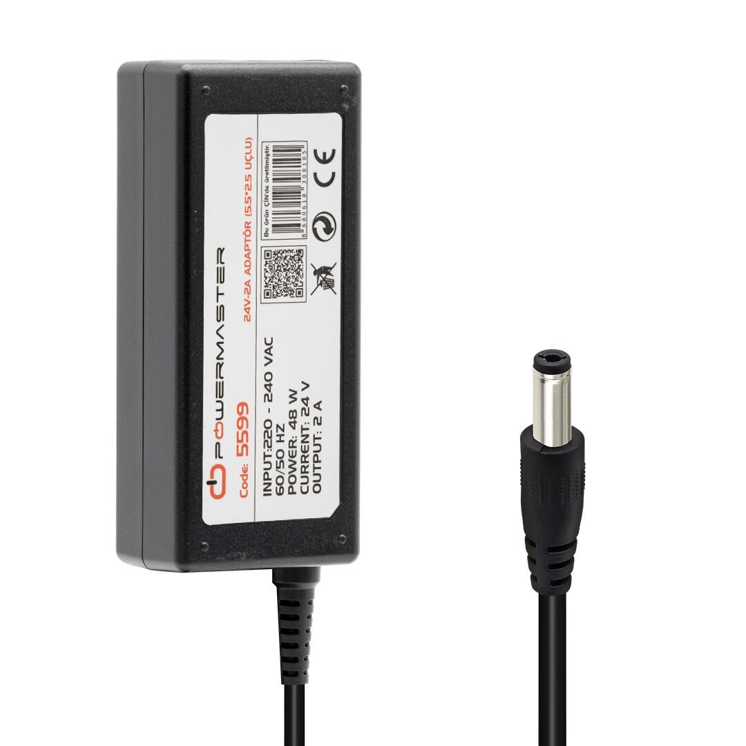 Powermaster PM-5599 24 Volt - 2 Amper 5.5*2.5 Mm Uçlu Plastik Kasa Masaüstü Adaptör