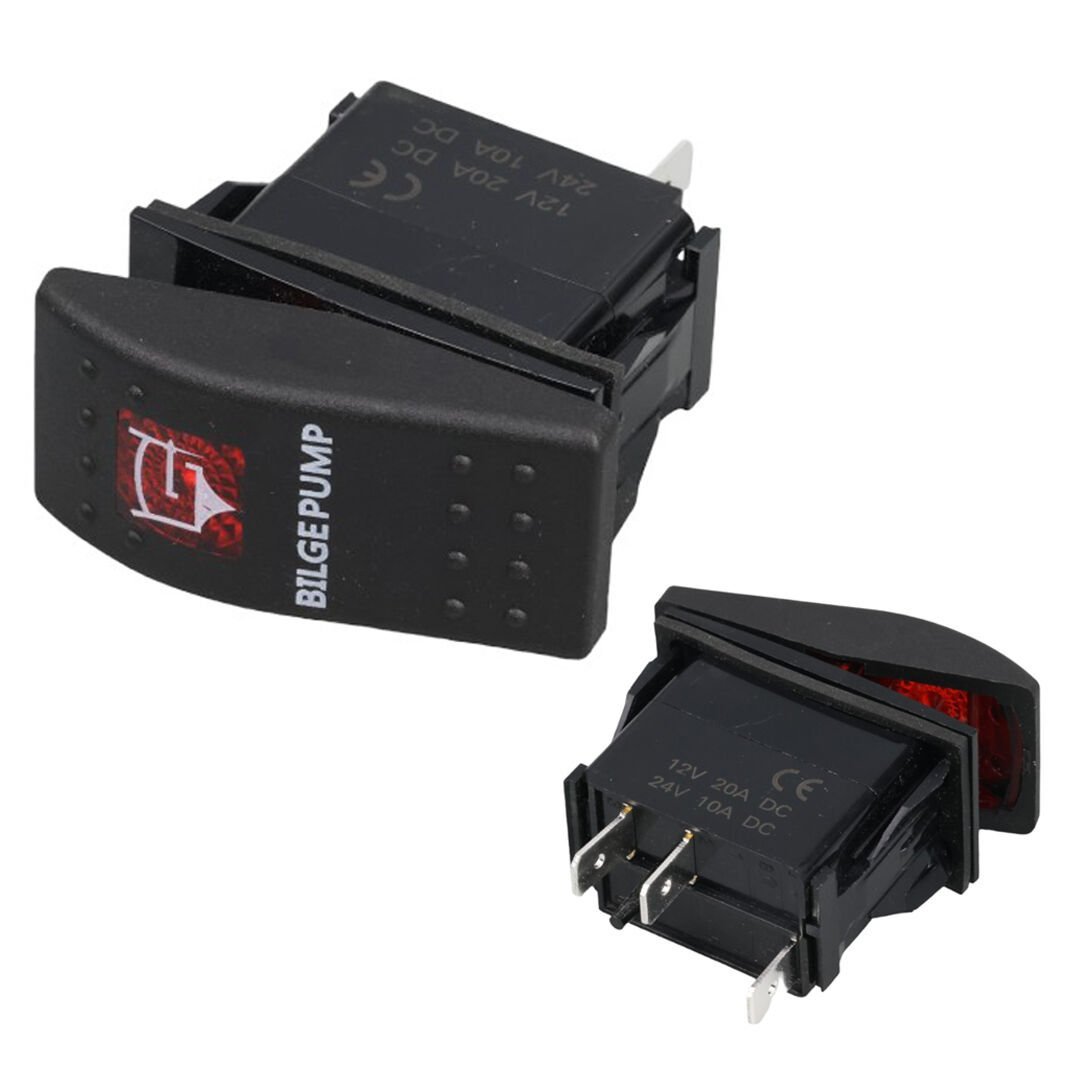 Powermaster Sintine Pompa Sembollü Işıklı 3 Pinli On-Off 12-24V Marin Switch