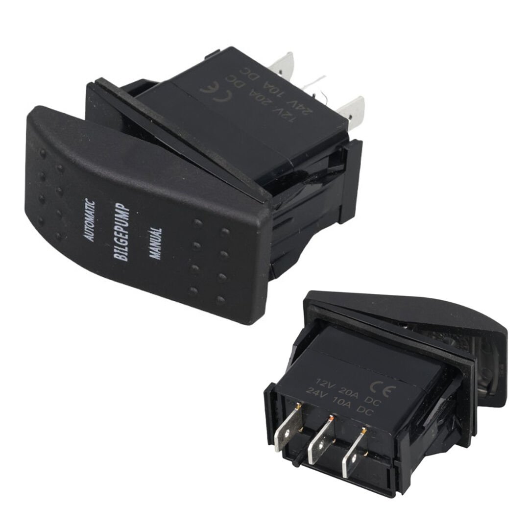 Powermaster Sintine Pompa Sembollü Işıksız Yaylı 3 Pinli On-Off 12-24V Marin Switch