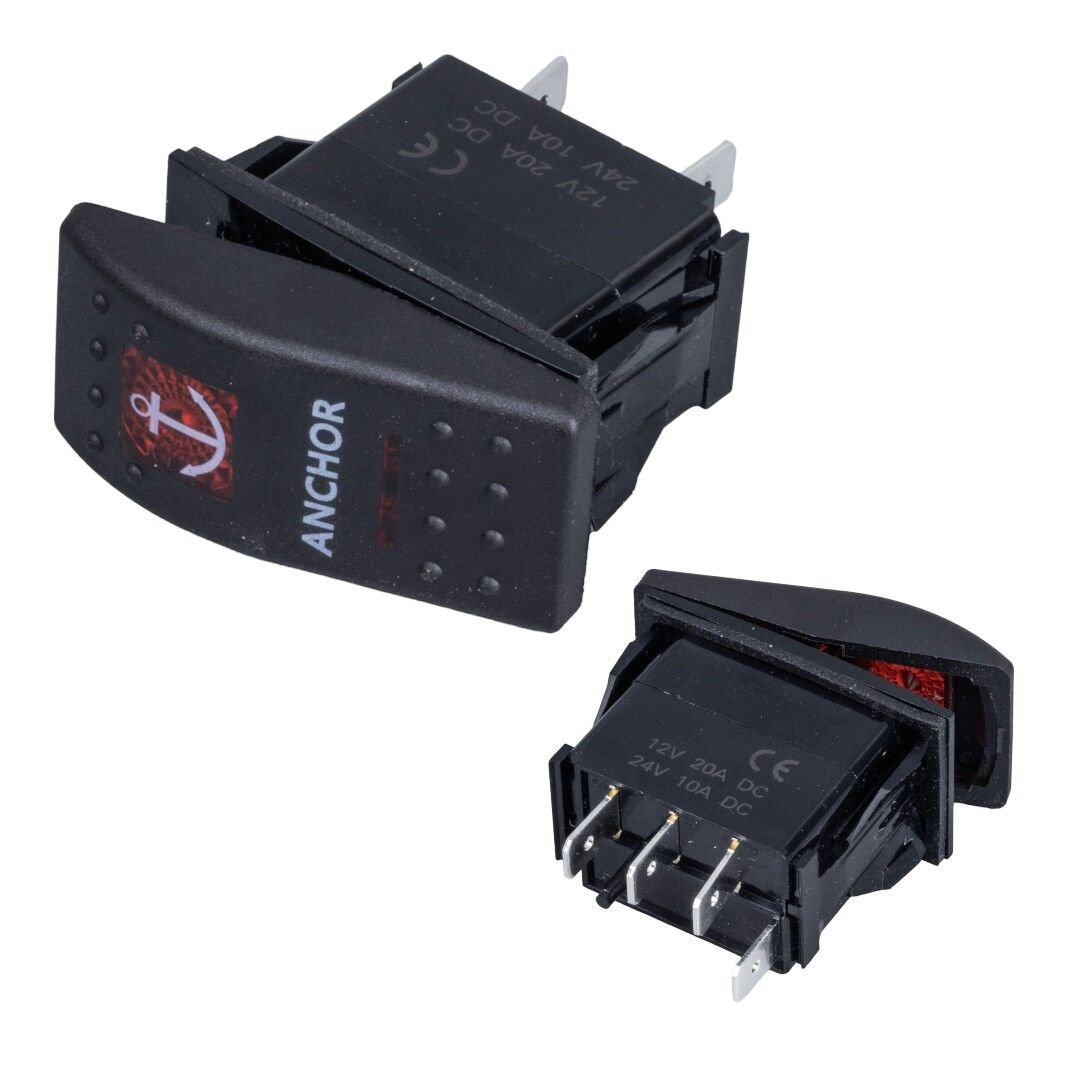 Powermaster Çapa Sembollü Yaylı Işıksız 3 Pinli On-Off 12-24V Marin Switch