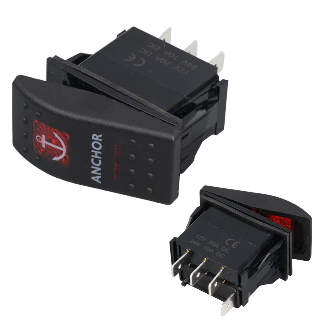 Powermaster Çapa Sembollü Yaylı Işıksız 4 Pinli On-Off 12-24V Marin Switch