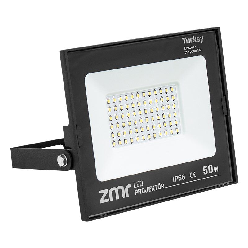 Zmr 50Watt 6500K IP66 220Volt Siyah Slim Kasa Led Projektör
