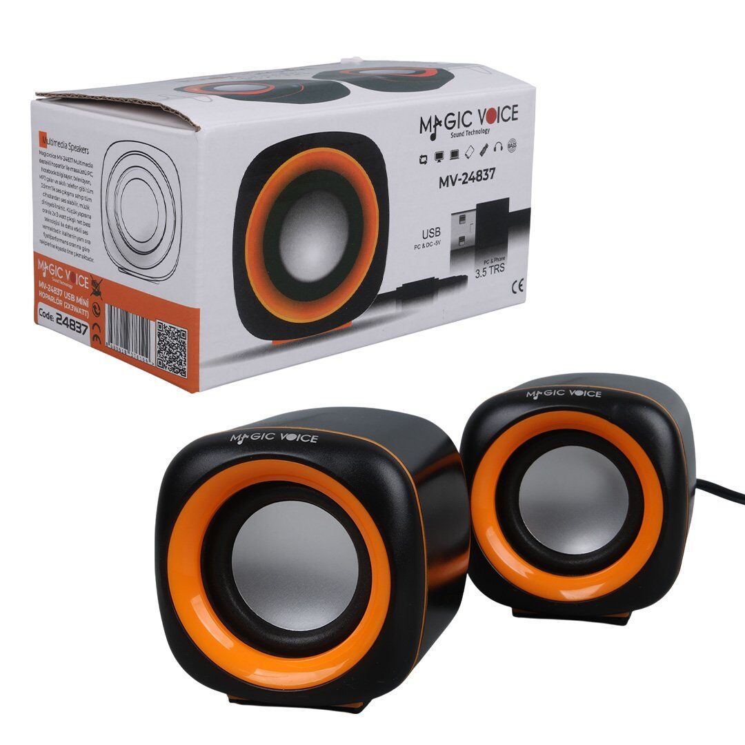 Magicvoice MV-24837 2X3 Watt Aux Multimedia Mini USB Speaker