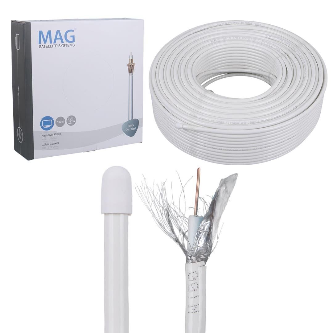 Mag RG6-U4 Bakır SAT1 100 Metre Anten Kablosu