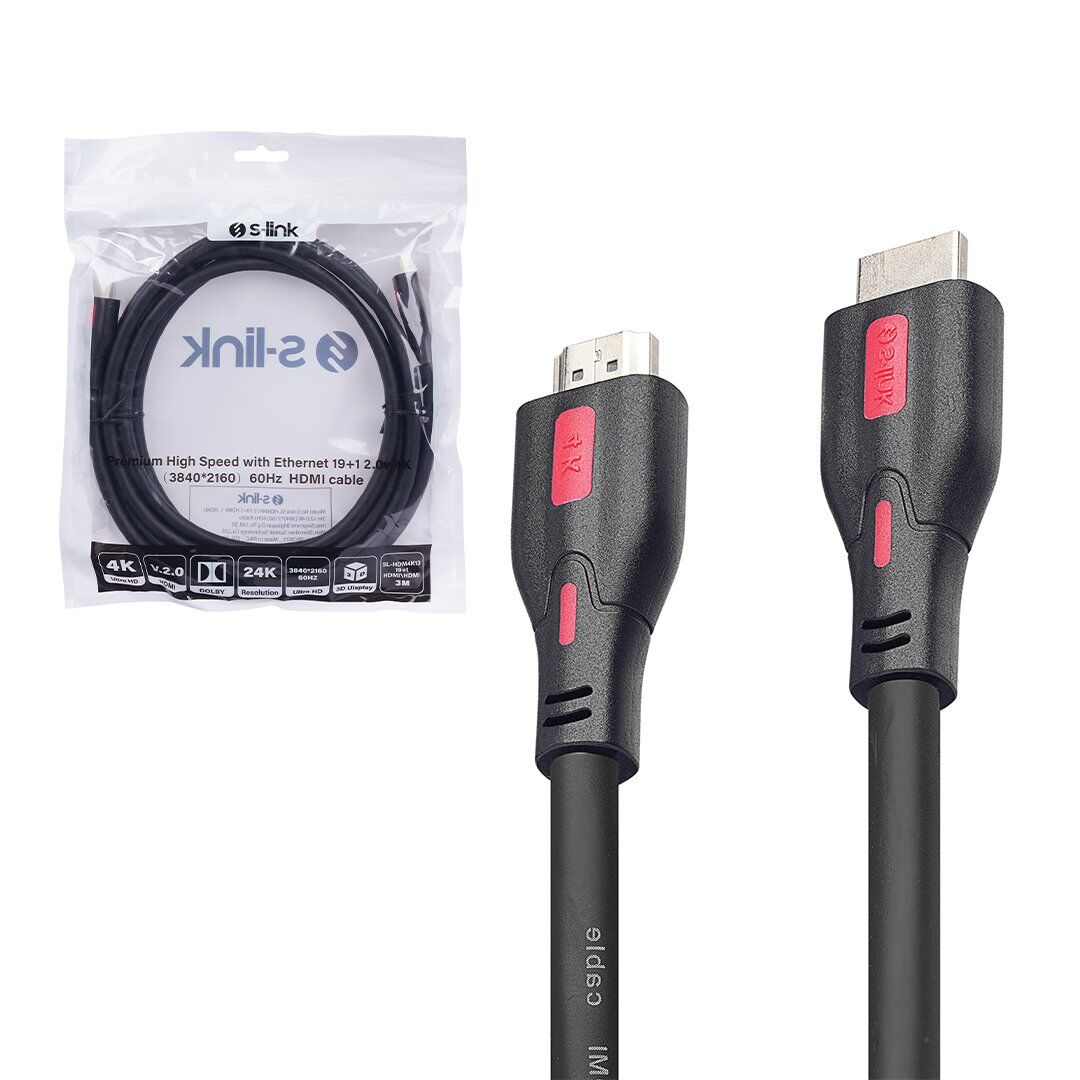 S-Link SL-HDM4k13 19+1 3 Metre HDMI to HDMI Kablo