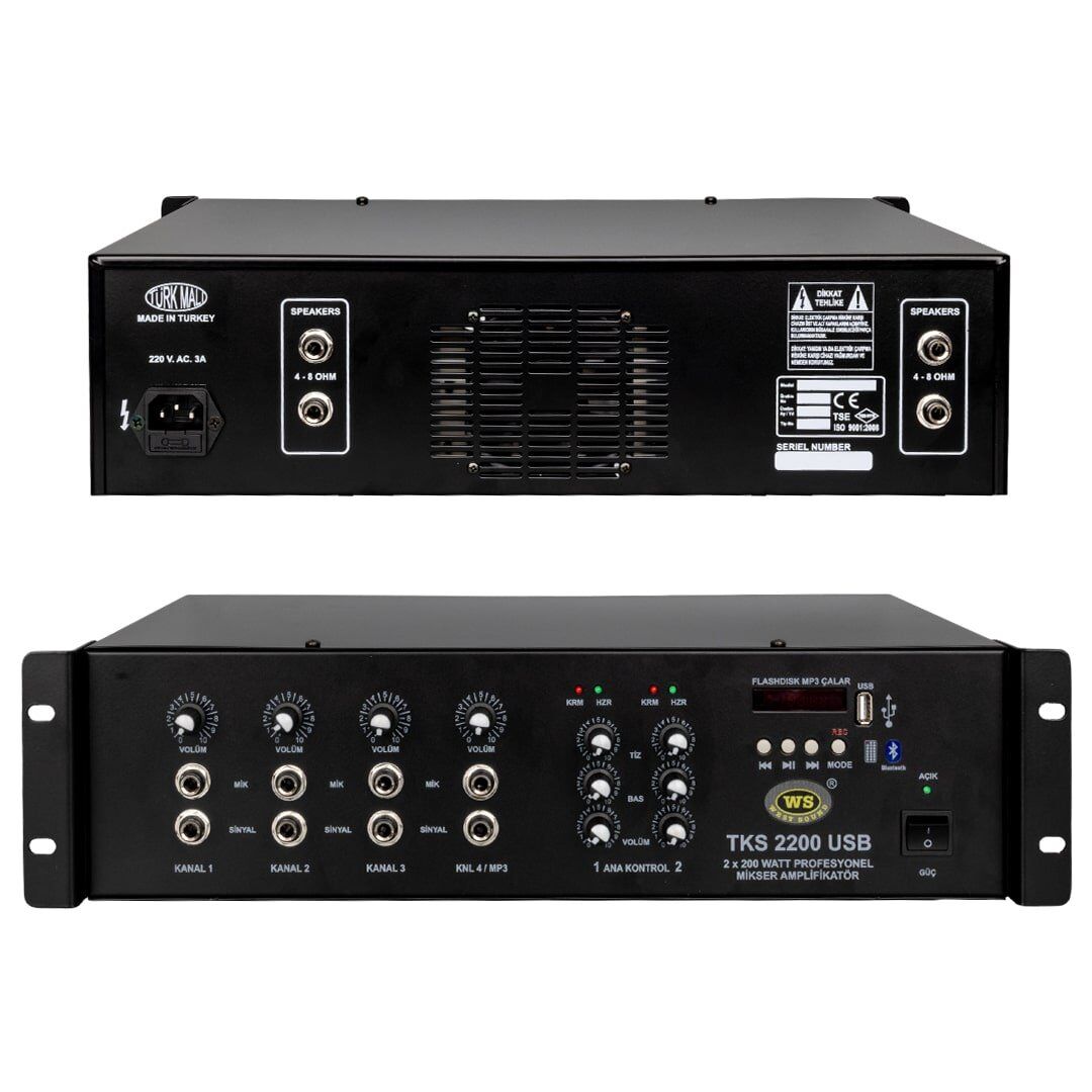 Westsound TKS-2200 2X200 Watt 4 Kanal Stereo Mixer Anfi
