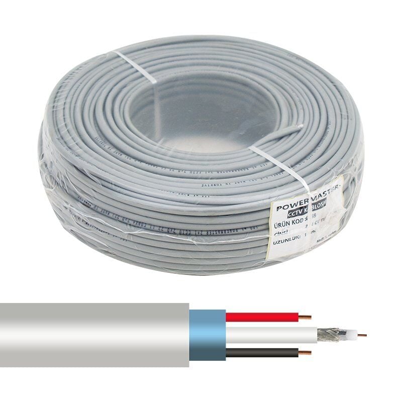 Powermaster 2+1 Gri 0.22 Mm CCTV Kamera Kablosu 100 Metre