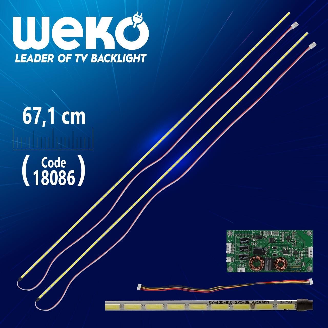 60'' Universal E-LED 81 Ledli (7020) 671Mm 360-450 Ma 81-84 Volt Çift Led - Sürücü - Kablo Takım Tv Led Bar