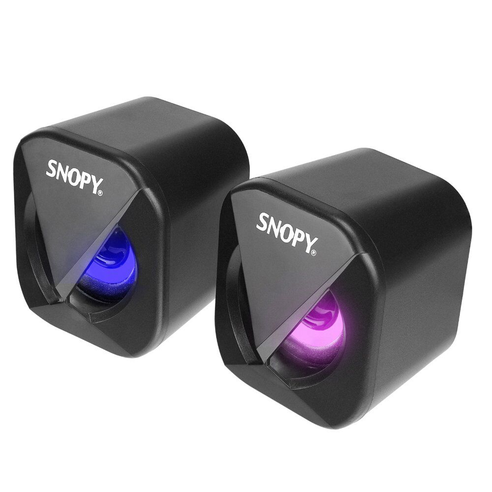 Snopy SN-83U Led Işıklı 2W*2 Siyah Usb 2.0 Rgb Işıklı Gaming 1+1 Mini Speaker Hoparlör