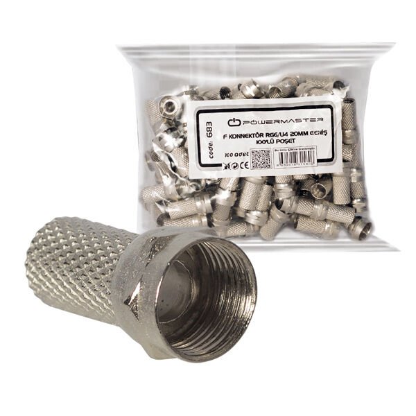 Powermaster F Konnektör RG6-U4 18MM Geniş (100 Adet)