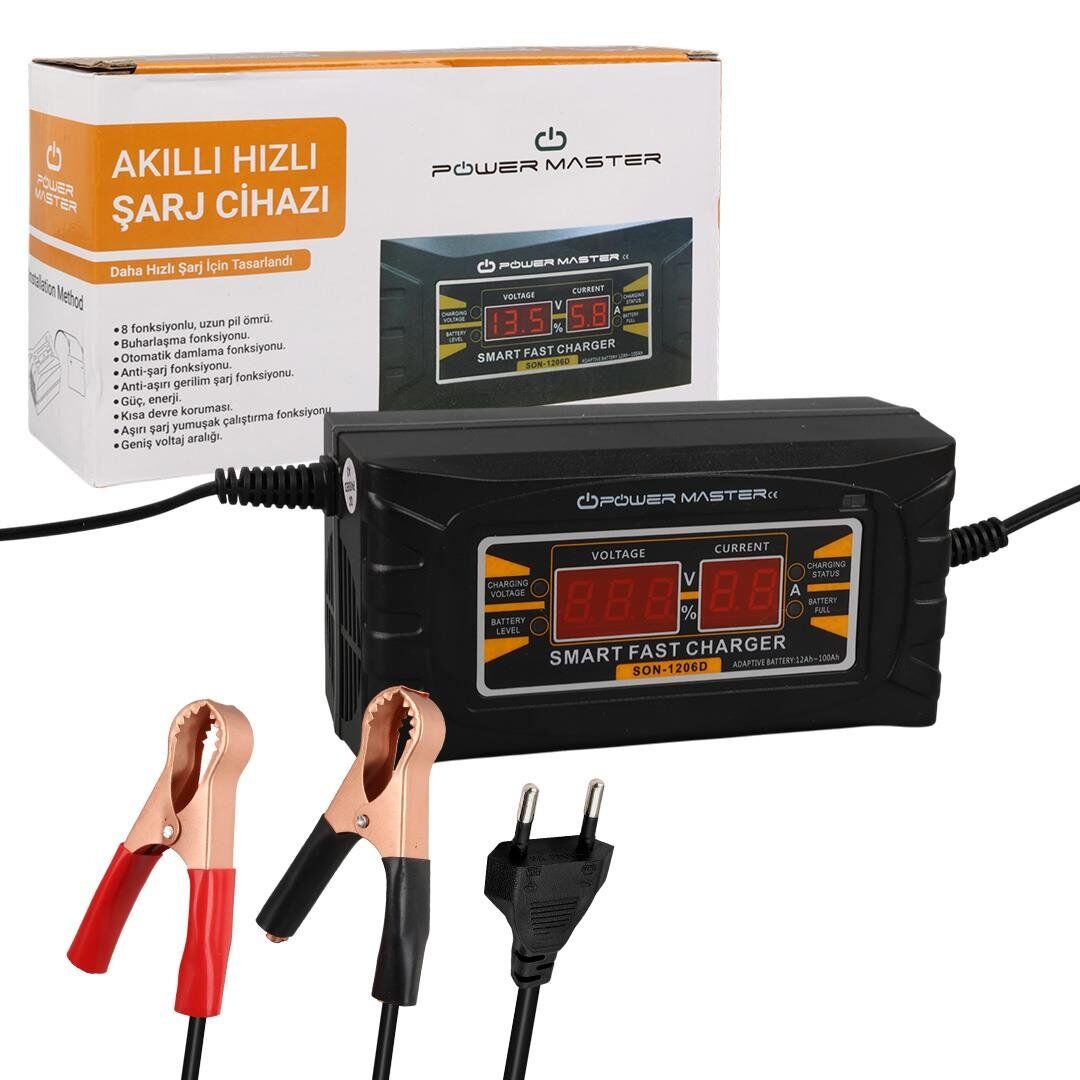 PowerMaster 12 Volt 6 Amper Akıllı Hızlı Akü Şarj Cihazı