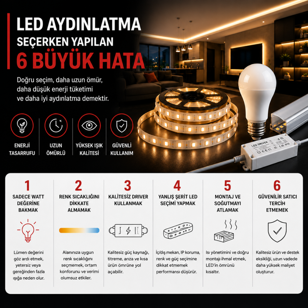 LED Aydınlatma Seçerken Yapılan 6 Büyük Hata