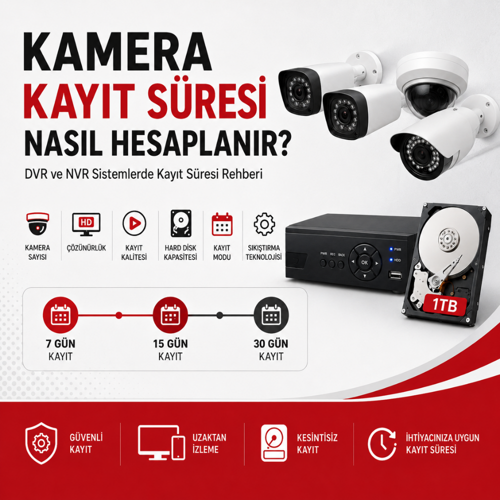 Kamera Kayıt Süresi Nasıl Hesaplanır? DVR ve NVR Sistemlerde Kayıt Süresi Rehberi