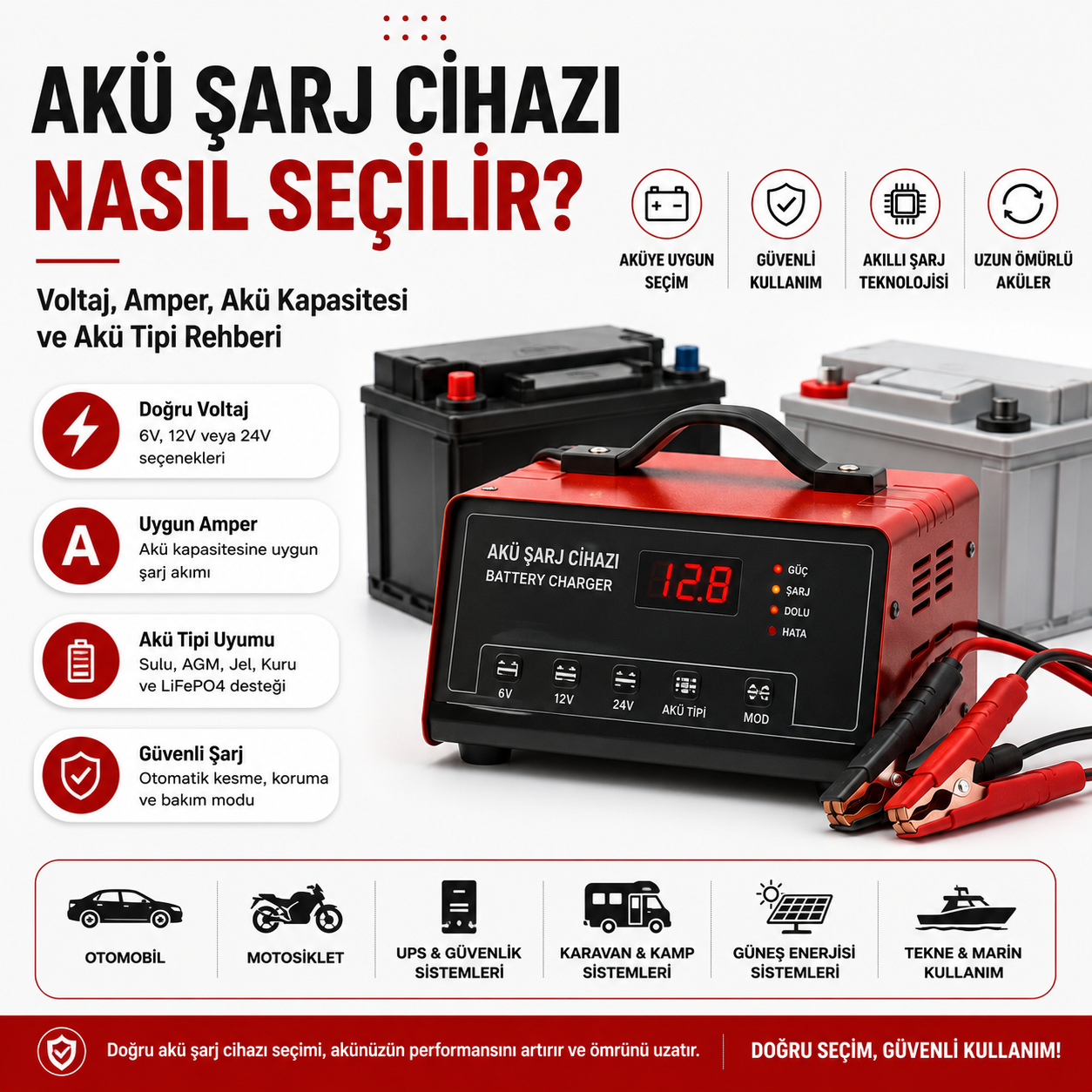 Akü Şarj Cihazı Nasıl Seçilir? Voltaj, Amper ve Akü Tipi Rehberi