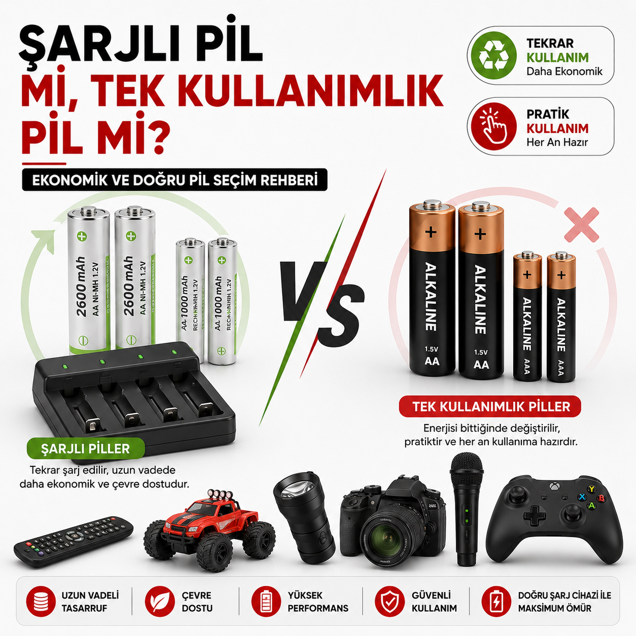 Şarjlı Pil mi, Tek Kullanımlık Pil mi? Ekonomik Pil Seçim Rehberi