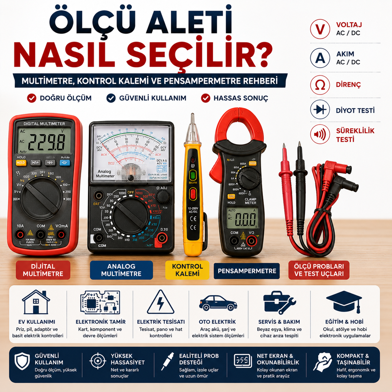 Ölçü Aleti Nasıl Seçilir? Multimetre, Kontrol Kalemi ve Pensampermetre Rehberi