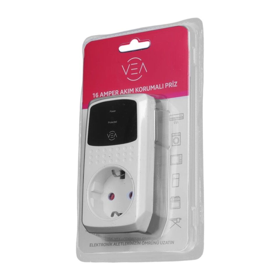 Vea VE-25532 16A 4000W Tekli Akım Korumalı Priz