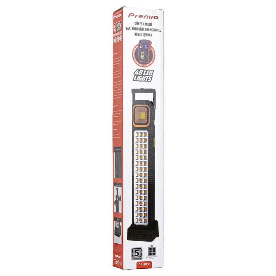 Premio PR-3838 2 Watt Cob Ledli + 48 Ledli̇ Solar Şarjlı Işıldak