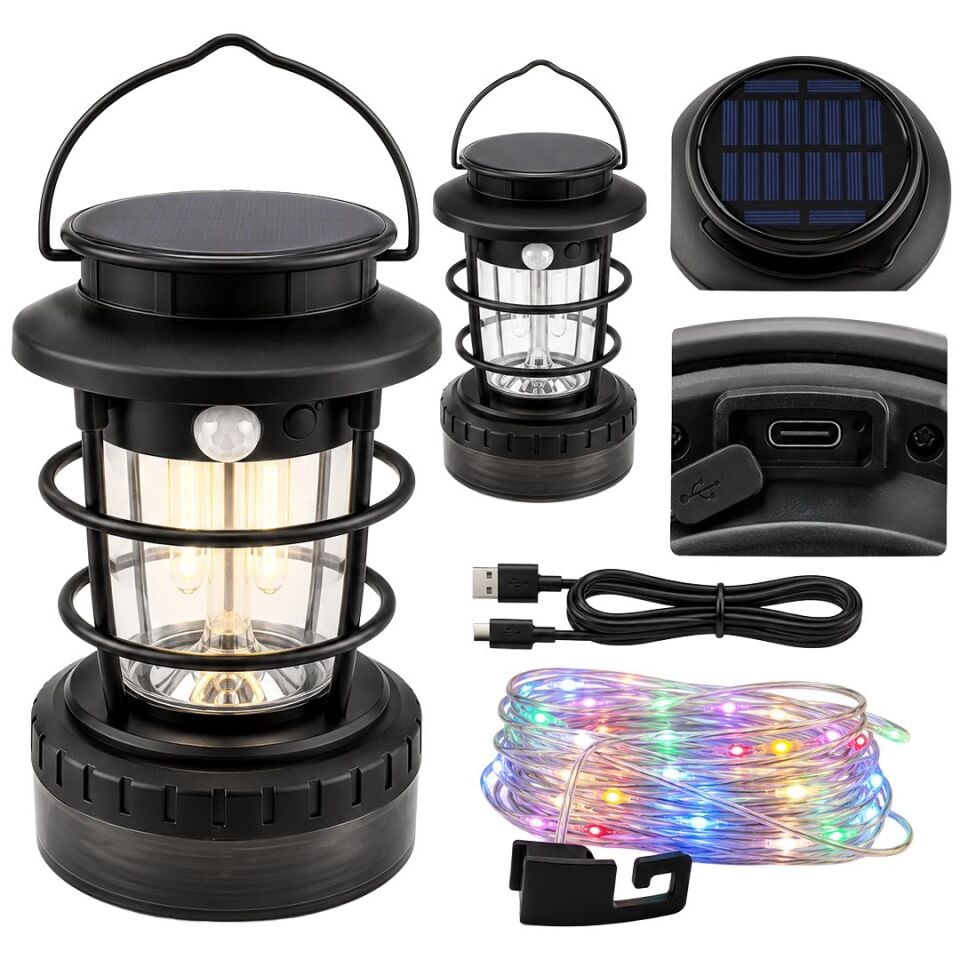 Powermaster HOP-8819 Solar Panelli Sensörlü Kamp Lambası