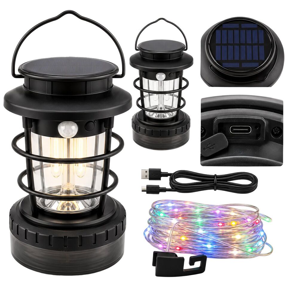 Powermaster HOP-8819 Solar Panelli Sensörlü Kamp Lambası