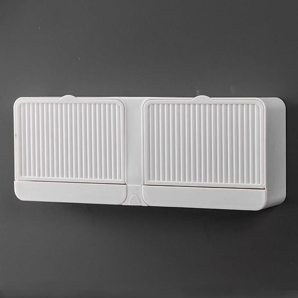 Sunup SN-20467 Çift Bölmeli Çekmeceli Duvara Monte Kapaklı Banyo Tuvalet Sabunluk