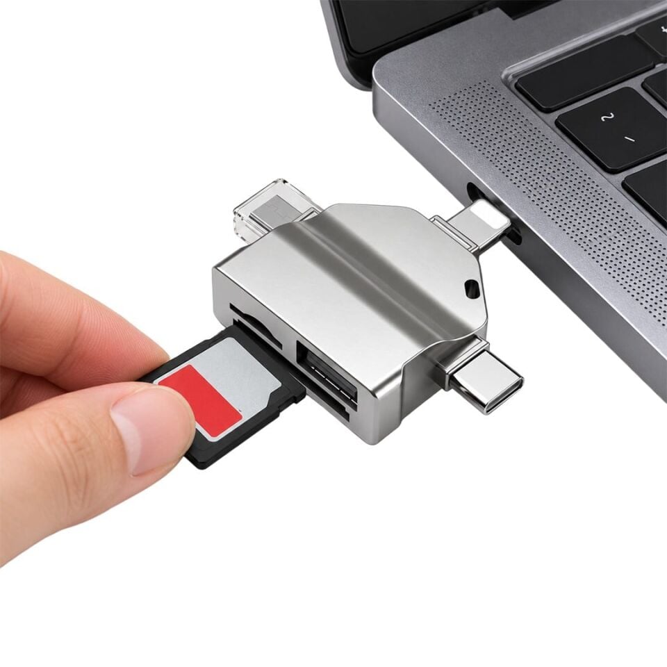 Powermaster PM-39093 USB A USB C Lightning 3'Ü 1 Arada SD Microsd Otg Kart Okuyucu