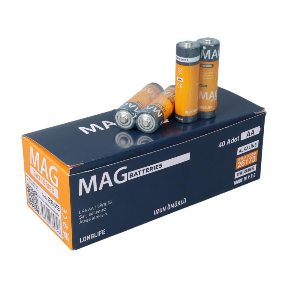 Mag Batteries MG-26173 Alkalin AA 40'Lı Paket Kalem Pil