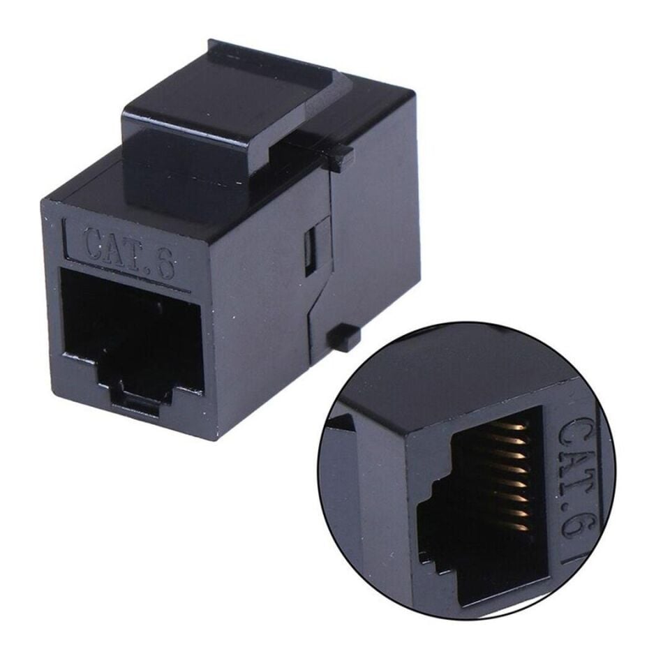 Powermaster PM-25454 RJ45 Cat6 Dişi/Dişi 8P-8C Ara Kaplin Coupler Adaptör Siyah