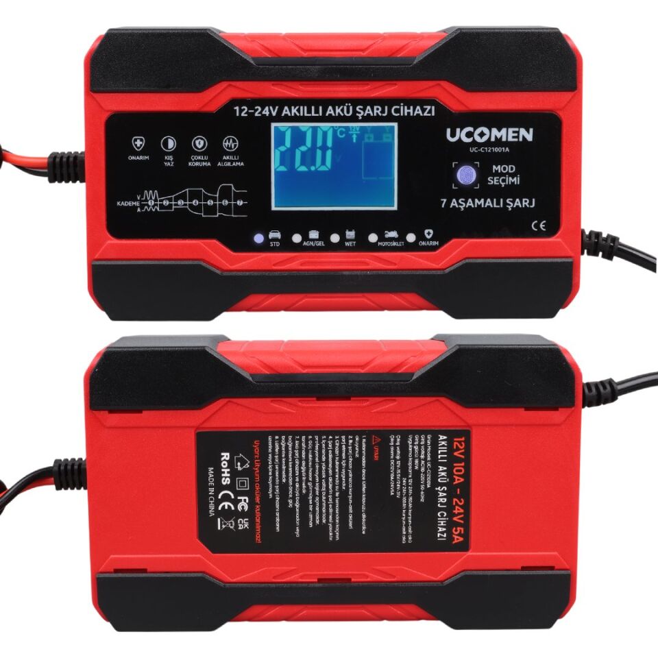 Ucomen UC-C121001A 12/24 Volt 10 Amper Akü Şarj Cihazı