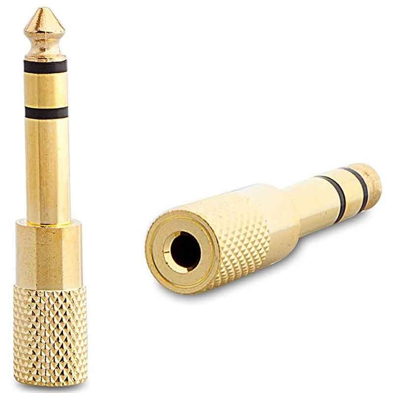 6.3Mm Stereo Erkek-3.5Mm Stereo Dişi Sarı Metal Gold Jack Fiş Çevirici