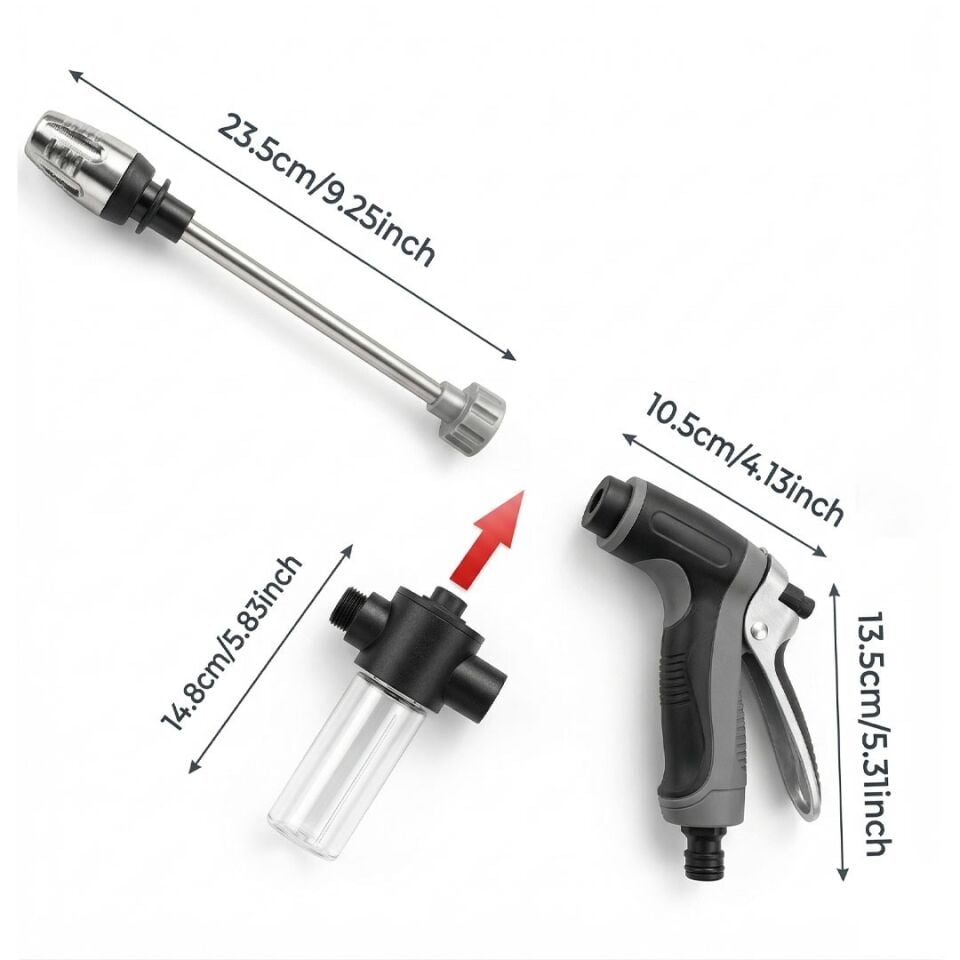 Powermaster PM-29663 Yüksek Basınçlı Uzun Çubuklu Araç Yıkama Ve Sulama Seti