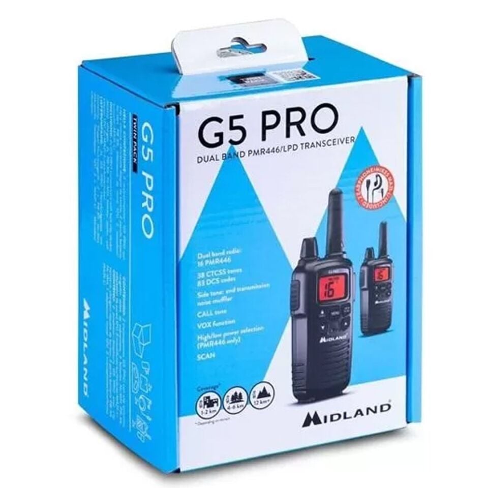 Aselsan Midland G5 Pro Lcd Ekran 16 Kanal 8 Km 2'Li Pmr 446 El Telsizi