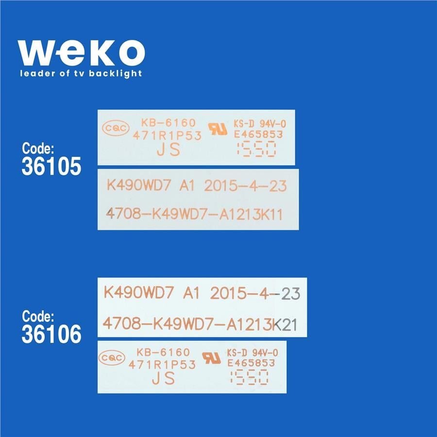 Wkset-5327 36105X8 36106X1 K490wd7 A1 4708-K49wd7-A1213K 9 Adet Led Bar