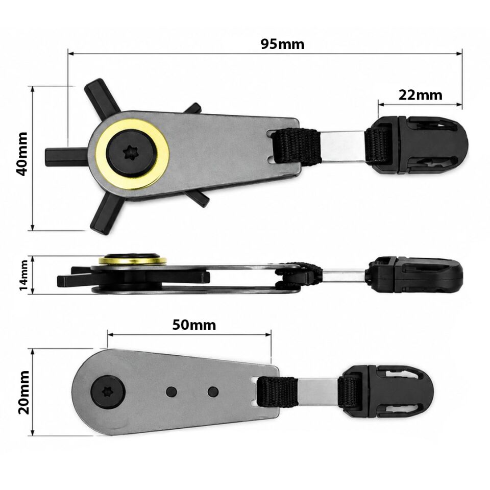 Powermaster PM-24601 Çok Fonksiyonlu Mini Alyan Anahtar Setli Taşınabilir Anahtarlık