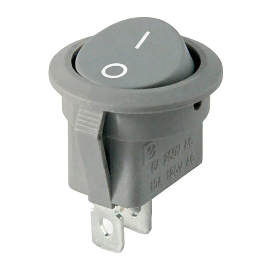 Powermaster IC-134E Mini Gri Yuvarlak Işıksız On-Off 0-1 Basmalı Anahtar 14Mm