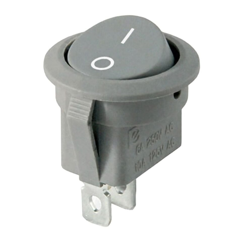 Powermaster IC-134E Mini Gri Yuvarlak Işıksız On-Off 0-1 Basmalı Anahtar 14Mm