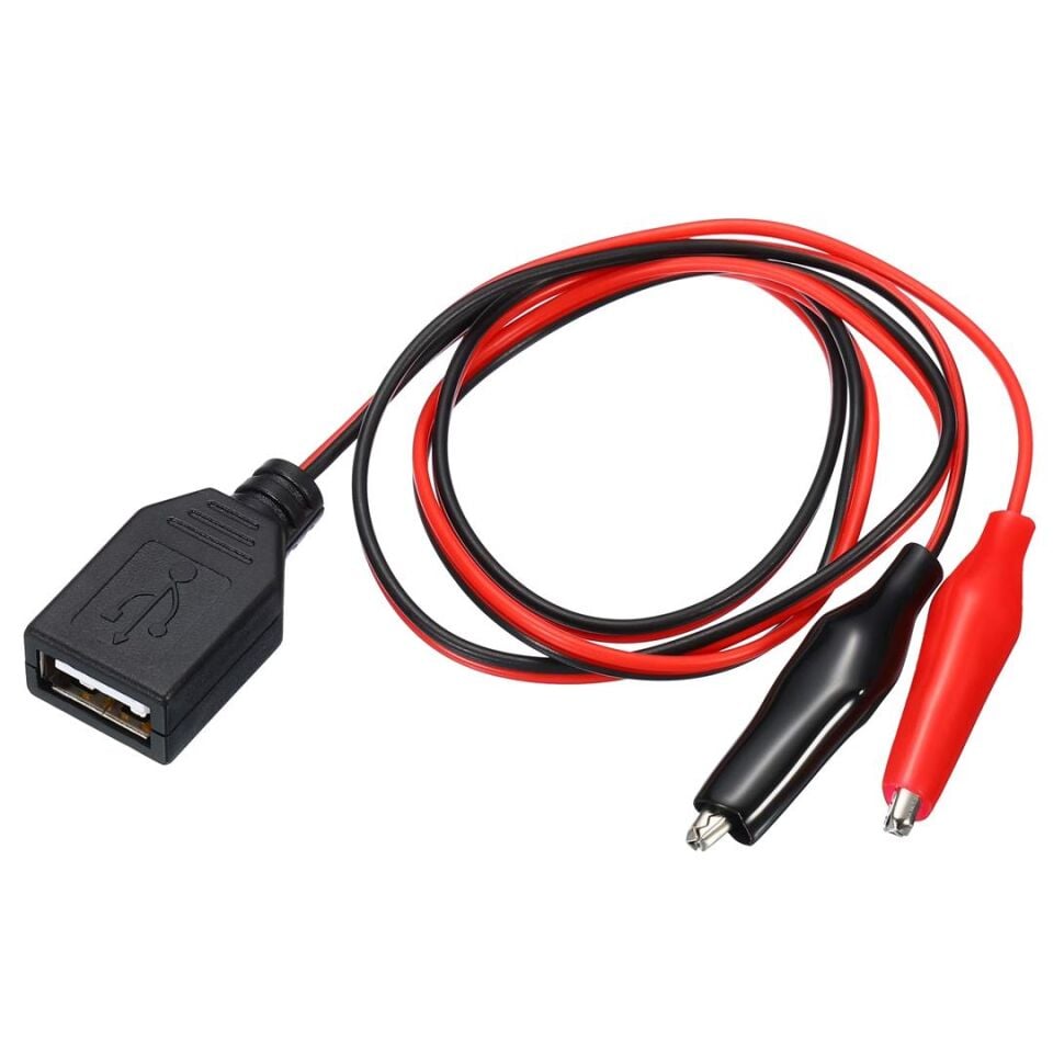Powermaster PM-28659 USB Dişi - Küçük Krokodil Uçlu 5V 2A Test Kablosu