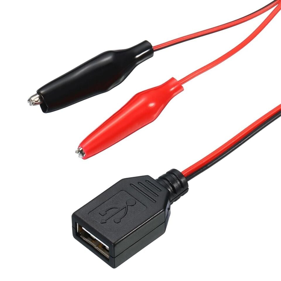 Powermaster PM-28659 USB Dişi - Küçük Krokodil Uçlu 5V 2A Test Kablosu