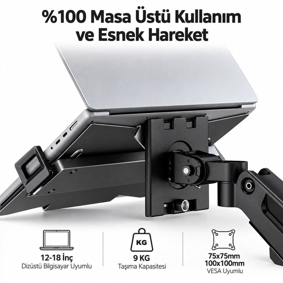 Vontech VT-NB-FP2 Vesa Montajlı Metal 10''-17'' Laptop-Notebook Tutucu Stand