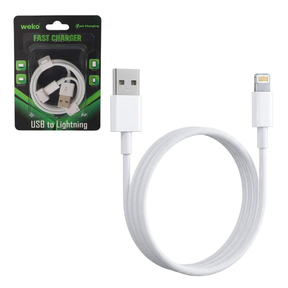 Weko WK-29905 Beyaz 1 Metre Usb To Lightning Şarj - Data Aktarım Kablosu